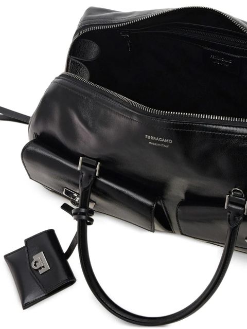 Ferragamo medium leather flap-pockets tote bag - Black
