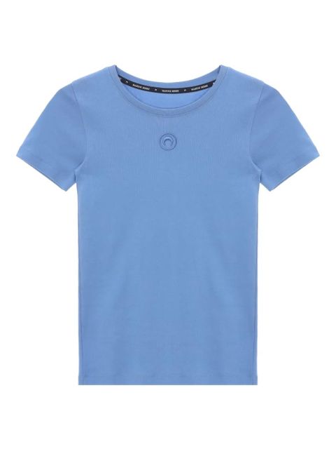Marine Serre moon-logo ribbed T-shirt - Blue - zdjęcie produktu nr 1