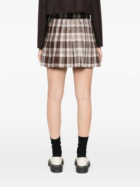 Maje check-pattern belted skirt - Brown