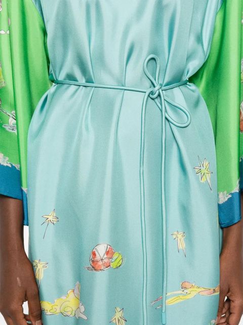 ALEMAIS Daria graphic-print silk midi dress - Blue