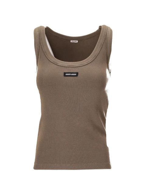 Miu Miu ribbed logo tank top - Brown - zdjęcie produktu nr 1