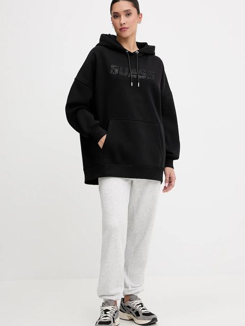 Guess bluza AELIA damska kolor czarny z kapturem z aplikacją V5BQ12 KB681 - zdjęcie produktu nr 2