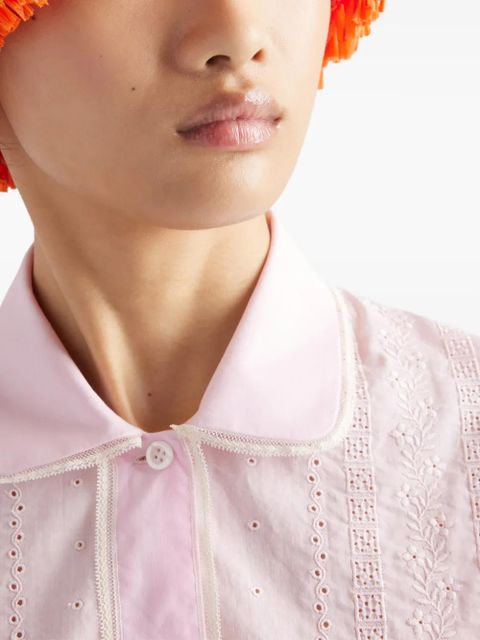 Prada Embroidered batiste shirt - Pink
