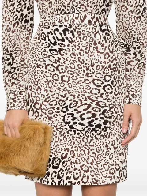 Alessandra Rich leopard-print silk mini skirt - Neutrals - zdjęcie produktu nr 2