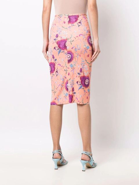 Isabel Marant ruched floral-print pencil skirt - Pink