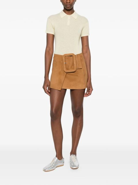 AMI Paris buckled A-line mini skirt - Brown - zdjęcie produktu nr 2