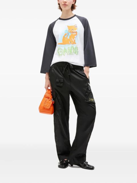 GANNI Kitty-print baseball top - White - zdjęcie produktu nr 2