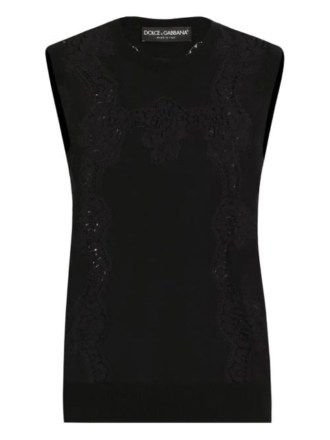 Dolce & Gabbana DNA lace-panel sleeveless top - Black - zdjęcie produktu nr 1