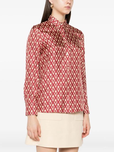 Valentino Garavani geometric-print silk shirt - Red