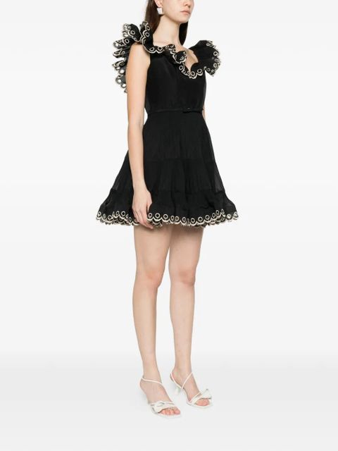 ZIMMERMANN embroidered mini dress - Black