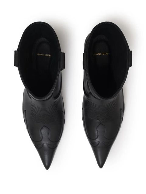 ANINE BING Rae logo-plaque boots - Black