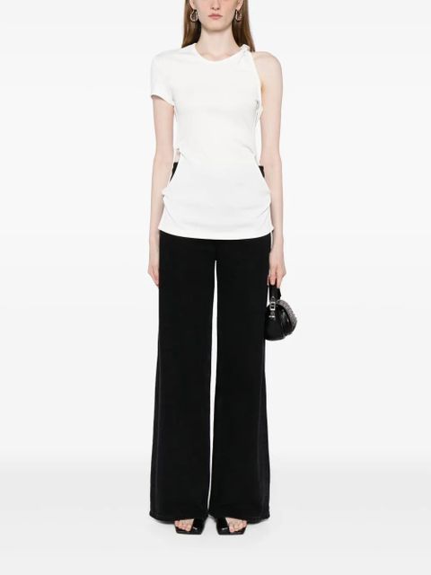 Christopher Esber twist-detail asymmetric ribbed T-shirt - White