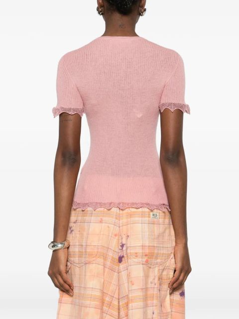 Blumarine crew-neck ruffled T-shirt - Pink