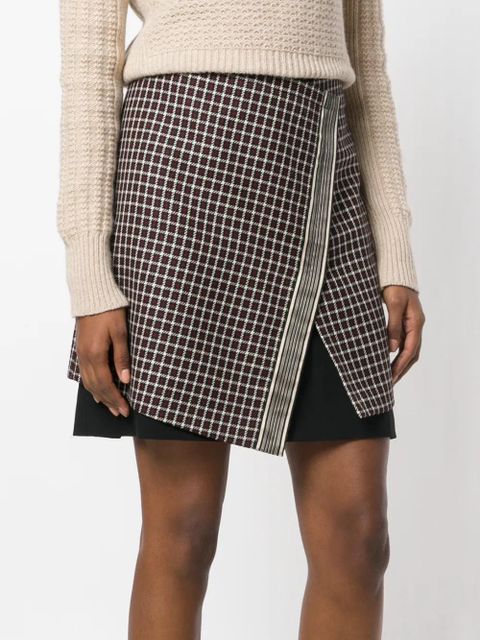 ETRO asymmetrical layered check skirt - Black