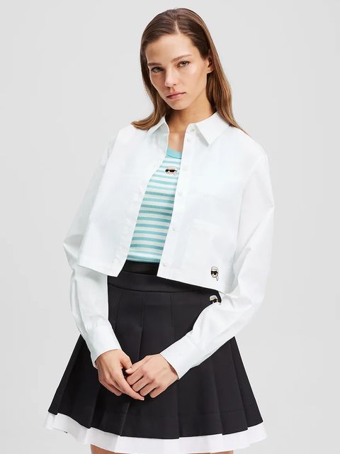 Karl Lagerfeld koszula bawełniana IKON damska kolor biały regular z kołnierzykiem klasycznym A3W11030 - zdjęcie produktu nr 1