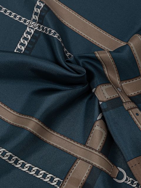 BOSS apaszka jedwabna kolor niebieski wzorzysta 50536118