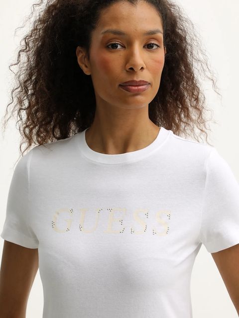 Guess t-shirt bawełniany CLELIA damski kolor biały V5BI10 I3Z14
