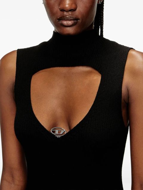 Diesel M-Oloni-Short keyhole-neck ribbed mini dress - Black