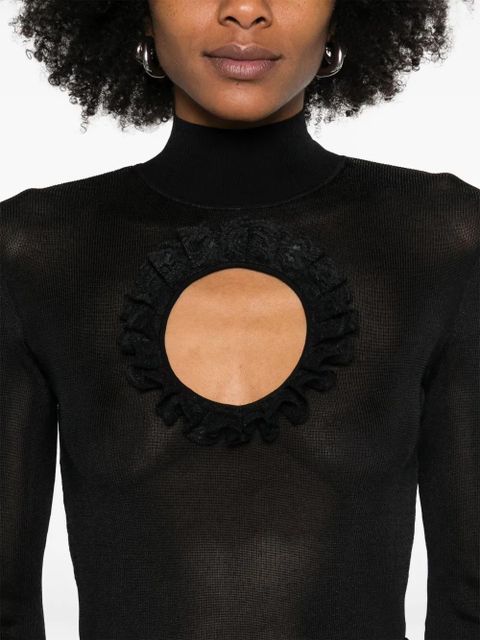 Self-Portrait cut out-detail knitted bodysuit - Black