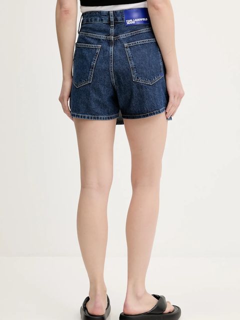 Karl Lagerfeld Jeans szorty jeansowe damskie kolor granatowy gładkie high waist A3W10133 - zdjęcie produktu nr 2