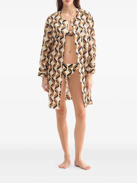 ERES Espace logo-patch geometric-print shirt - White - zdjęcie produktu nr 2