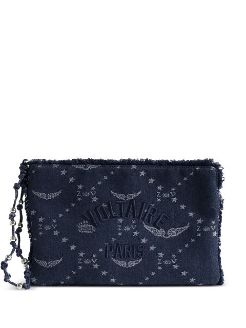 Zadig&Voltaire Angel monogram frayed pouch bag - Blue