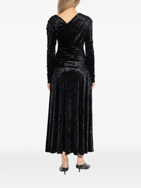 GANNI draped long-sleeved maxi dress - Black
