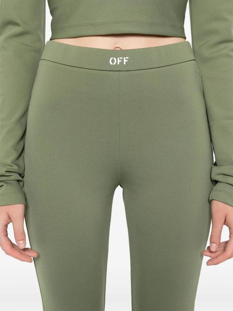 Off-White logo-print bootcut leggings - Green