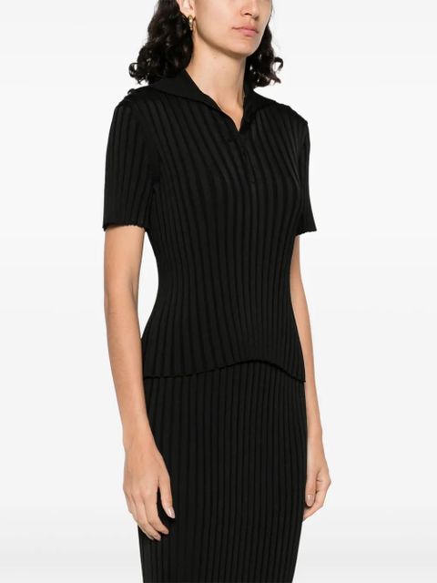 Jil Sander ribbed-knit polo top - Black