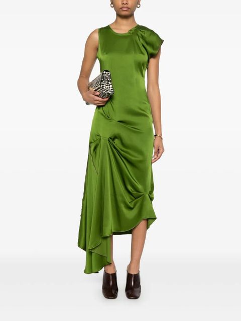 Victoria Beckham draped tuck-detail midi dress - Green - zdjęcie produktu nr 2