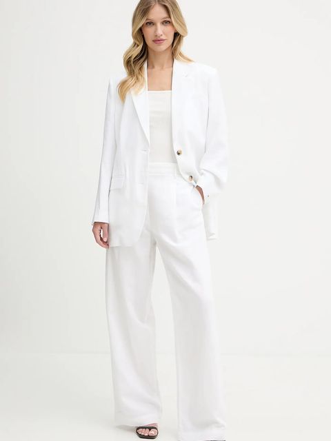 Tommy Hilfiger spodnie damskie kolor biały szerokie high waist WW0WW45780