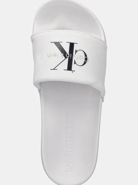 Calvin Klein Jeans klapki SLIDE MONOGRAM WN LOGO CK damskie kolor biały YW0YW01967