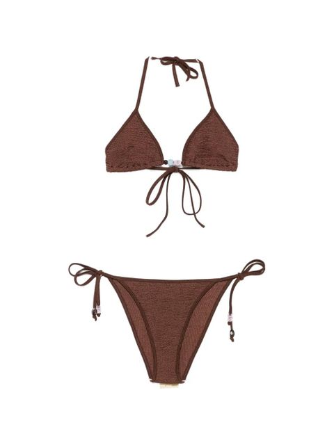 Hunza G bead-embellished crinkled bikini - Brown - zdjęcie produktu nr 1