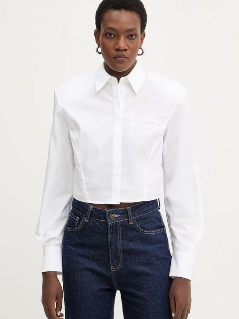 Karl Lagerfeld koszula bawełniana damska kolor biały relaxed z kołnierzykiem klasycznym B1W11034 - zdjęcie produktu nr 1