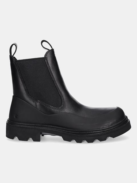 Ecco sztyblety skórzane Grainer Chelsea damskie kolor czarny na płaskim obcasie 214793-51052