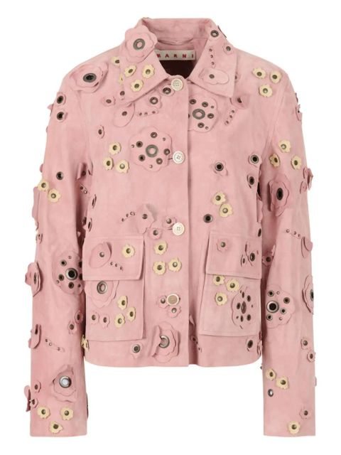 Marni flower-appliqué studded jacket - Pink - zdjęcie produktu nr 1