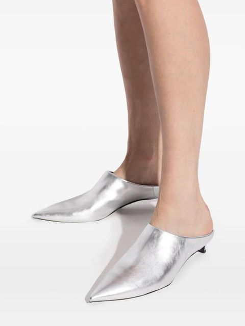 Jil Sander metallic-leather pointed-toe mules - Silver