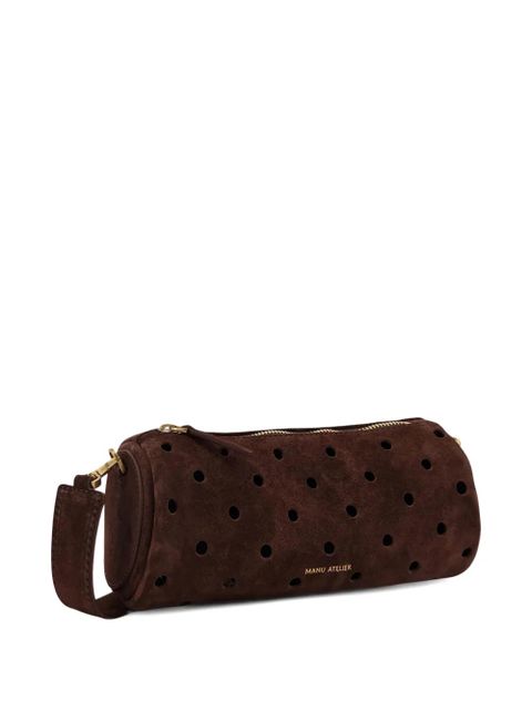 Manu Atelier mini Cylinder perforated shoulder bag - Brown