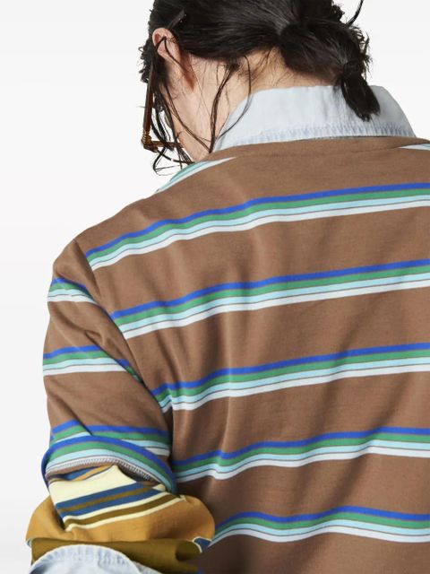 Miu Miu logo-patch striped T-shirt - Brown