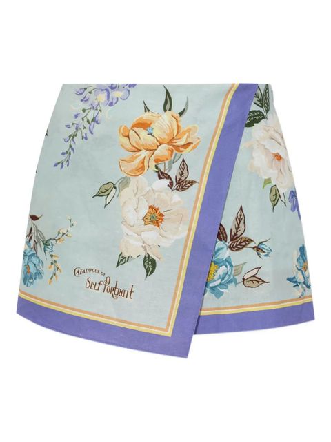 Self-Portrait floral-print shorts - Blue - zdjęcie produktu nr 1