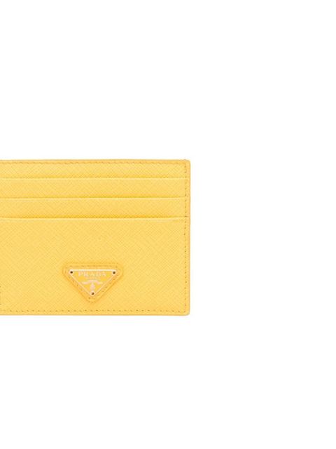 Prada triangle-logo leather cardholder - Yellow