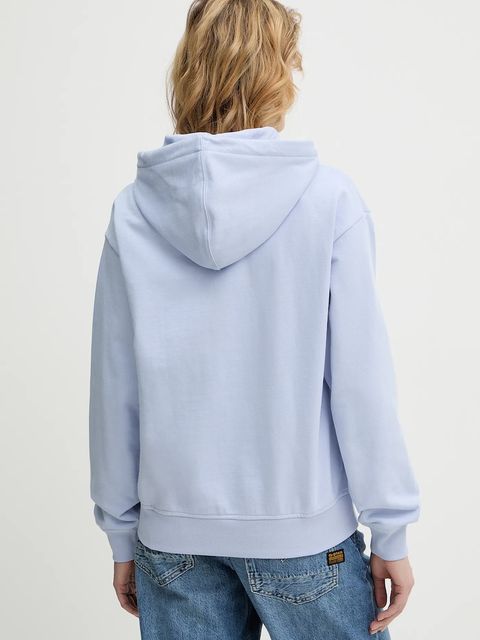 Calvin Klein Jeans bluza damska kolor niebieski z kapturem gładka LV047E221G