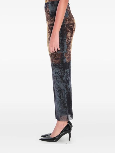 Jean Paul Gaultier Médaillon-print elastic-waist skirt - Blue