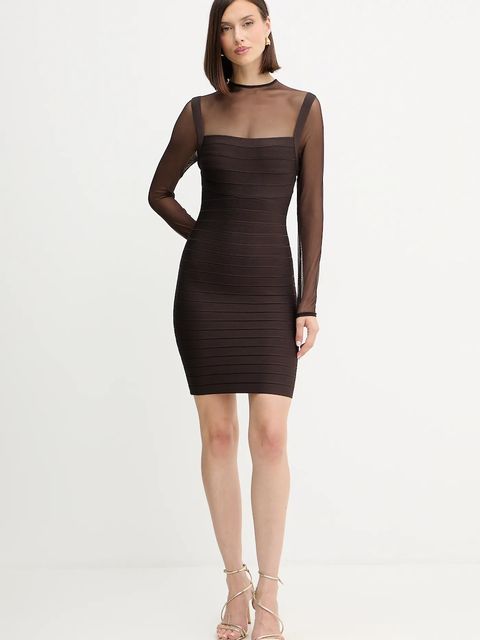 Herve Leger sukienka Amy kolor brązowy mini dopasowana HLT8539685 - zdjęcie produktu nr 2