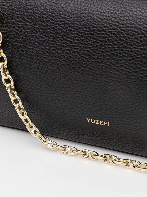 Yuzefi torebka skórzana OYSTER kolor czarny YUZCO-HB-OYC-L034