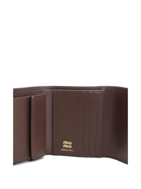 Miu Miu logo-plaque leather wallet - Brown