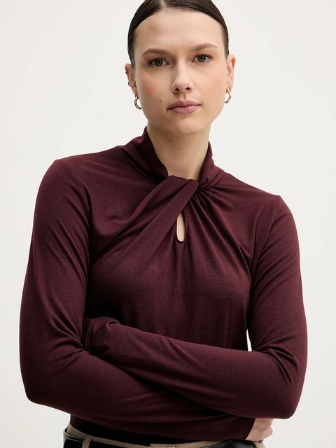 Sandro Ferrone longsleeve kolor bordowy z półgolfem S98YBFSENSO - zdjęcie produktu nr 2