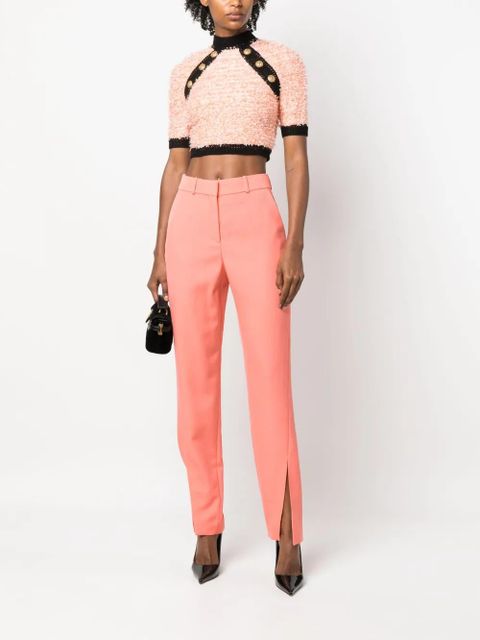 Balmain split-hem virgin wool tapered trousers - Orange - zdjęcie produktu nr 2