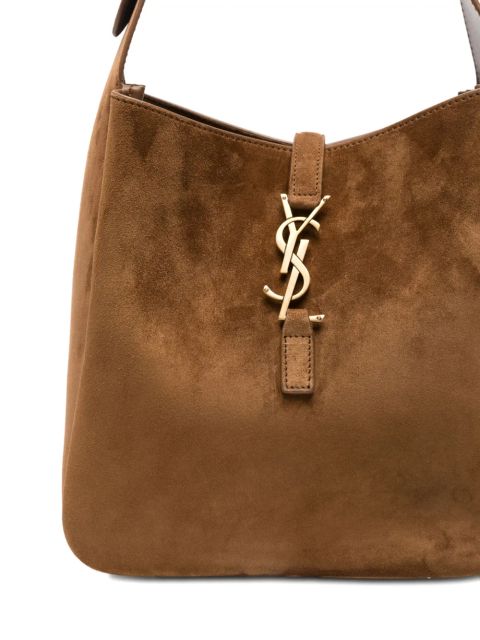 Saint Laurent small Le 5 à 7 Supple logo-plaque suede shoulder bag - Brown
