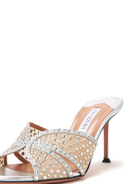 Aquazzura 75mm leather mules - Silver